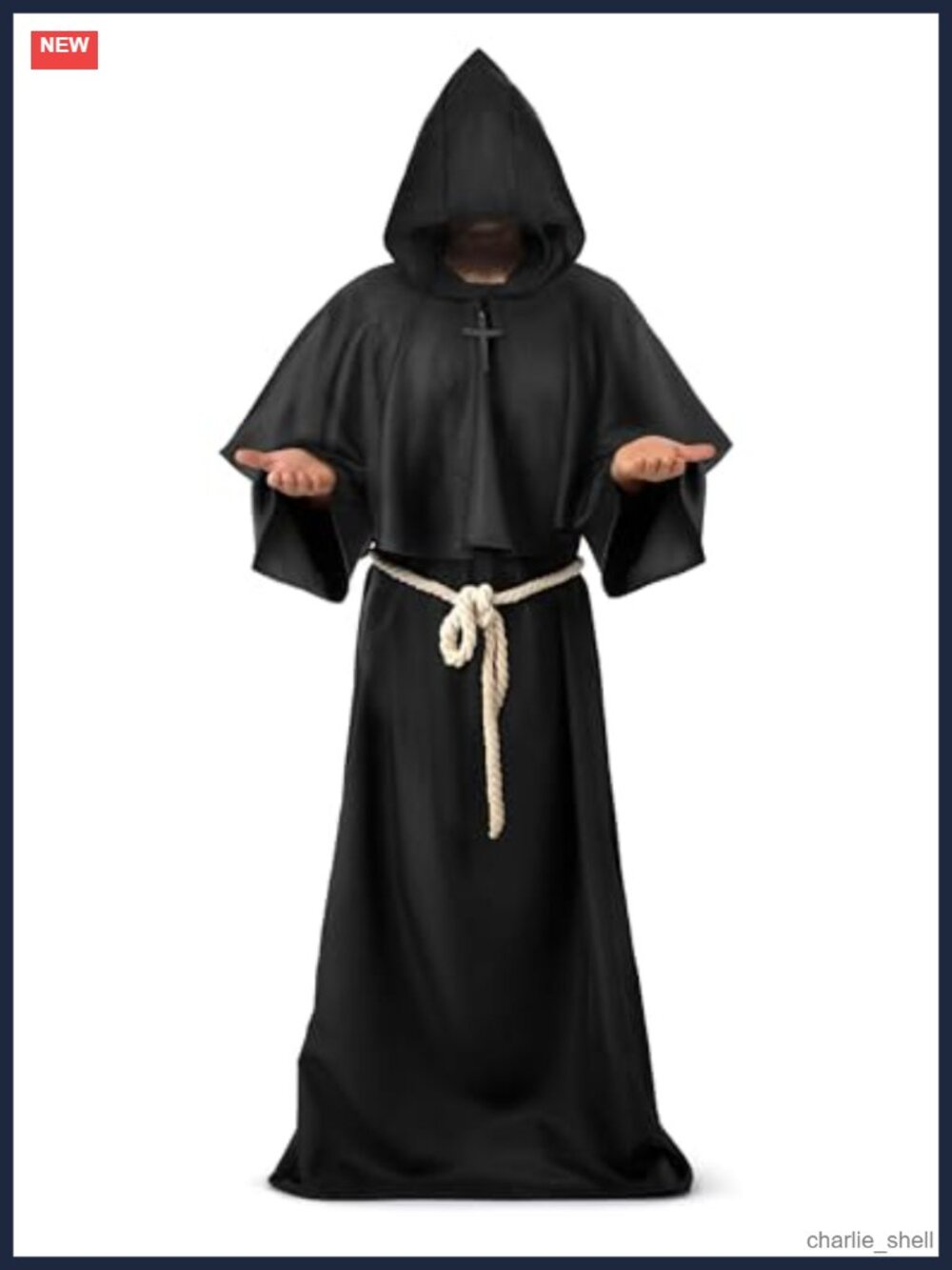 Medieval Hooded Monk Robe Set Adult Halloween Cosplay Costume